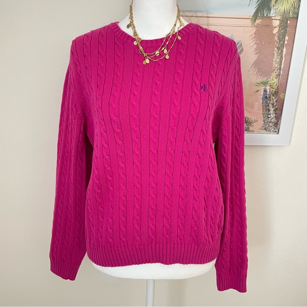 Ralph Lauren Vintage 90s Cable Knit Sweater in Pink